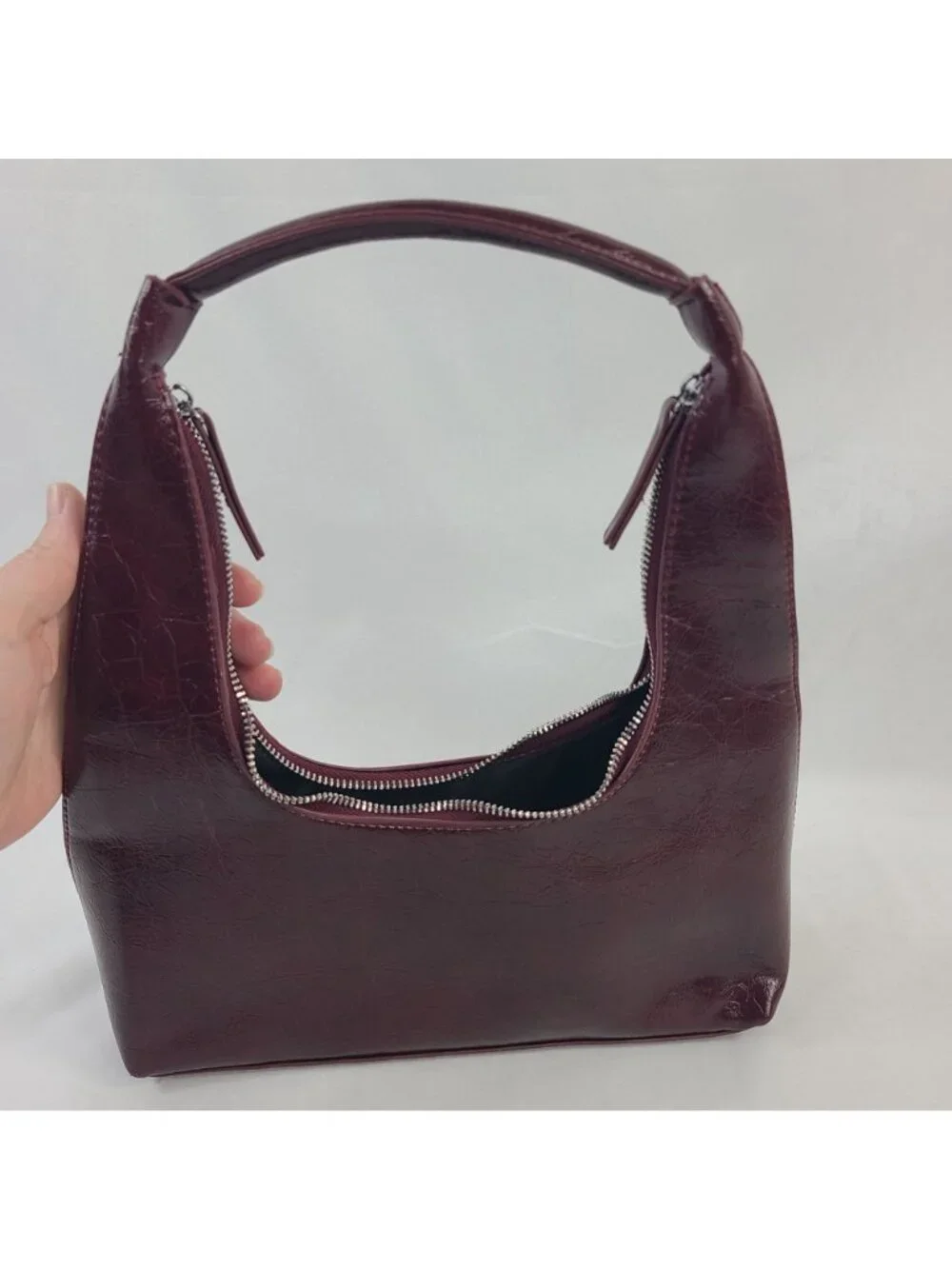 NEW 8 Other Reasons Burgundy Faux Leather Mini Shoulder Bag With Dust Bag - Picture 4 of 9